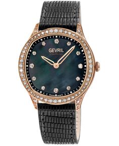 Женские часы Morcote швейцарские кварцевые черные кожаные 36 мм Gevril, черный