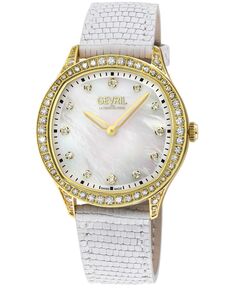 Женские часы Morcote швейцарские кварцевые белые кожаные 36 мм Gevril, белый
