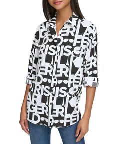 Женская блузка оверсайз с логотипом KARL LAGERFELD PARIS