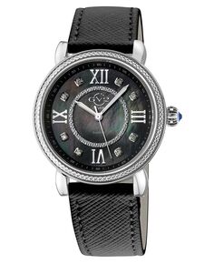 Женские швейцарские кварцевые часы Marsala, черные из искусственной кожи, 37 мм GV2 by Gevril, черный