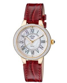 Женские часы Astor II швейцарские кварцевые красные кожаные 36 мм GV2 by Gevril, красный