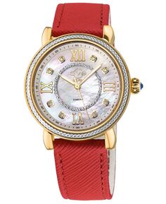 Женские швейцарские кварцевые красные часы Marsala из искусственной кожи 37 мм GV2 by Gevril, красный