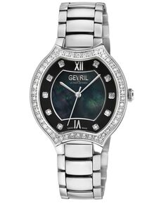 Женские часы Lugano швейцарские кварцевые серебристые из нержавеющей стали 35 мм Gevril, серебро