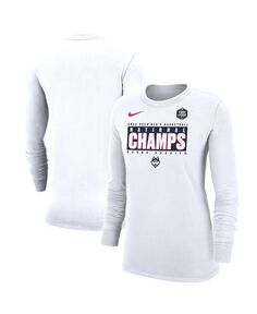 Белая женская футболка UConn Huskies 2023 NCAA, мужская баскетбольная футболка с длинными рукавами и национальными чемпионами Pebble Nike, белый