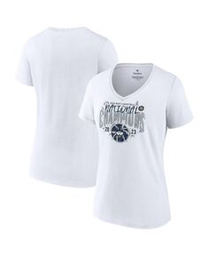 Женская белая футболка с логотипом UConn Huskies 2023 NCAA, мужская футболка с v-образным вырезом и конфетти национальных чемпионов по баскетболу Fanatics, белый