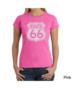 Женская футболка с рисунком Word Art — Route 66 LA Pop Art, розовый