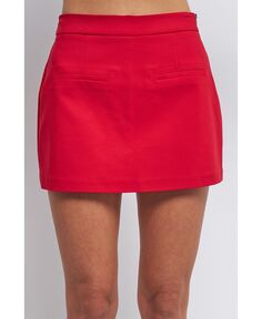 Женская юбка-юбка с прорезными карманами спереди English Factory, красный