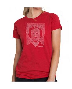 Женская футболка премиум-класса с рисунком Word Art — Эдгар Аллен По — Ворон LA Pop Art, красный