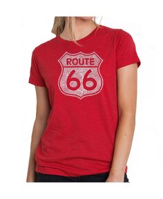 Женская футболка премиум-класса с рисунком Word Art — Route 66 LA Pop Art, красный