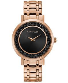 Женские часы-браслет из нержавеющей стали цвета розового золота, 36 мм Caravelle, золотой