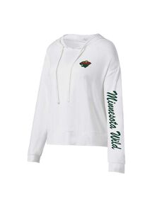 Белая женская футболка с длинным рукавом с капюшоном Minnesota Wild Accord Hacci Concepts Sport, белый
