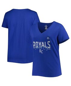 Женская футболка размера плюс с v-образным вырезом и надписью Royal Kansas City Royals Profile