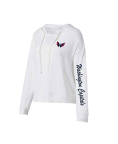 Женская белая футболка с капюшоном с длинным рукавом Washington Capitals Accord Hacci Concepts Sport, белый