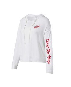 Женская белая футболка с капюшоном с длинными рукавами Detroit Red Wings Accord Hacci Concepts Sport, белый