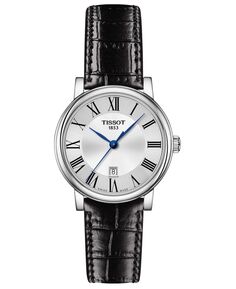 Женские швейцарские часы Carson с черным кожаным ремешком, 30 мм Tissot, черный