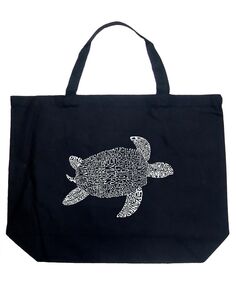 Черепаха — большая сумка-тоут Word Art LA Pop Art, черный