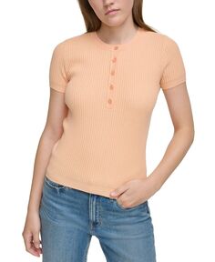 Женская рубашка хенли ребристой вязки с короткими рукавами Calvin Klein Jeans