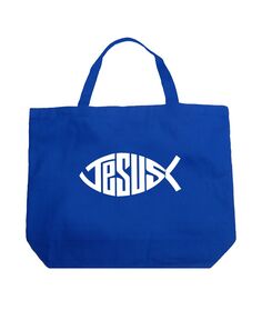 Рыба Иисуса — большая сумка-тоут Word Art LA Pop Art