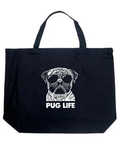 Pug Life — большая сумка-тоут Word Art LA Pop Art, черный