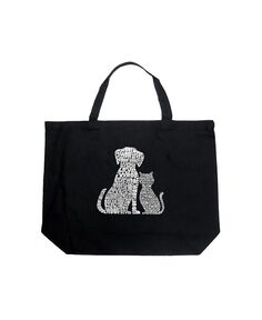 Собаки и кошки — большая сумка-тоут Word Art LA Pop Art, черный
