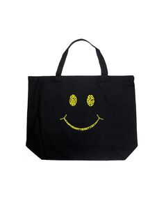 Смайлик Be Happy — большая сумка-тоут Word Art LA Pop Art, черный