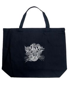 Кошачья морда — большая сумка-тоут Word Art LA Pop Art, черный