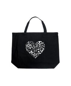 Ноты сердца — большая сумка-тоут Word Art LA Pop Art, черный