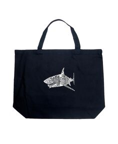 Имена акул — большая сумка-тоут Word Art LA Pop Art, черный