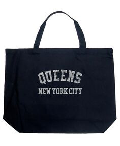 Queens Neighborhoods — большая сумка-тоут Word Art LA Pop Art, черный