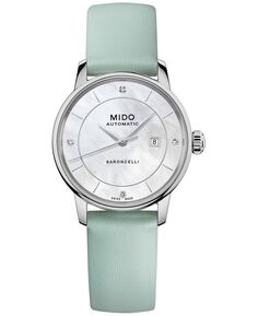 Женские швейцарские автоматические часы Baroncelli Diamond Accent со сменным кожаным ремешком, подарочный набор 30 мм Mido