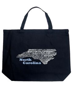 Северная Каролина — большая сумка-тоут Word Art LA Pop Art, черный