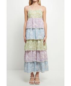 Женское многоярусное платье макси с цветочным принтом English Factory