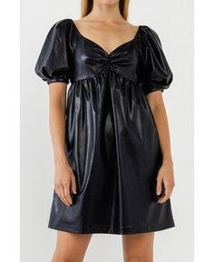 Женское мини-платье из искусственной кожи English Factory, черный