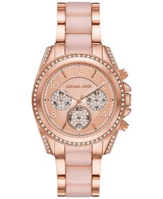 Женские часы Blair с хронографом, цвет розового золота, нержавеющая сталь и румяный ацетатный браслет, 39 мм Michael Kors