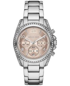 Женские часы Blair с хронографом и браслетом из нержавеющей стали, 39 мм Michael Kors, серебро