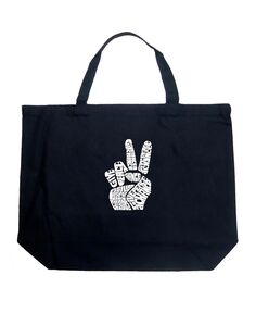 Peace Fingers — большая сумка-тоут Word Art LA Pop Art, черный