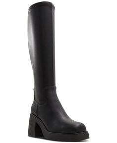 Женские высокие сапоги до колена Auster на блочном каблуке ALDO, черный