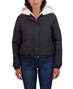 Женская молодежная куртка-пуховик на подкладке из искусственного меха с капюшоном Sebby, черный