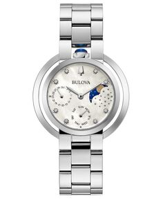 Женские часы Rubaiyat с бриллиантами и браслетом из нержавеющей стали, 35 мм Bulova