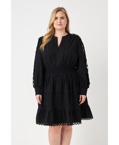 Женское мини-платье больших размеров с кружевной отделкой endless rose, черный