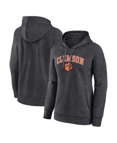 Женский пуловер с капюшоном с логотипом Heather Charcoal Clemson Tigers Evergreen Campus Fanatics