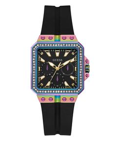 Женские многофункциональные черные силиконовые часы 34 мм GUESS, черный