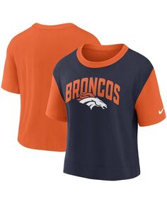 Женская оранжево-темно-синяя модная футболка Denver Broncos High Hip Fashion Nike