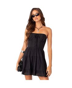 Женское кружевное мини-платье Liora из хлопка Edikted, черный