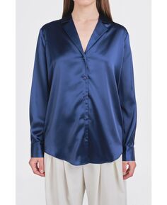 Женская классическая атласная верхняя рубашка endless rose, темно-синий