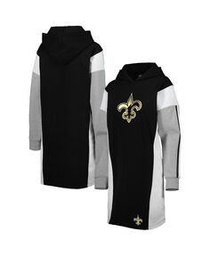 Женское черное платье-футболка с капюшоном и длинными рукавами New Orleans Saints Bootleg G-III 4Her by Carl Banks, черный