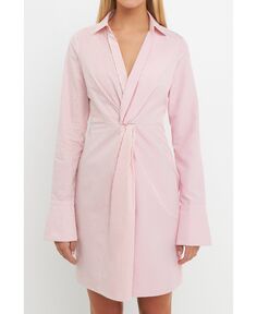 Женское полосатое платье-рубашка с комбинированным вырезом спереди English Factory