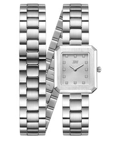 Женские часы Arc с двойным браслетом из нержавеющей стали, 23 x 25 мм Jbw, серебро