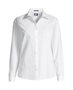 Женская рубашка с миниатюрными морщинами и без железных пуговиц спереди Lands&apos; End, белый