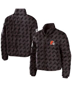 Женская коричневая укороченная куртка-пуховик с молнией во всю длину Cleveland Browns WEAR by Erin Andrews, коричневый